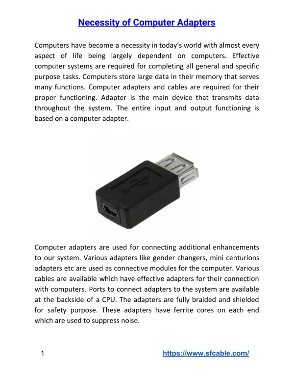 Necessity of Computer Adapters