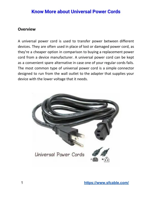 Know More about Universal Power Cords