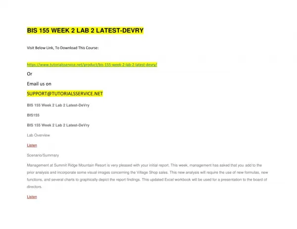 bis 155 week 2 lab 2 latest devry