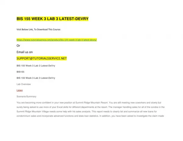 bis 155 week 3 lab 3 latest devry