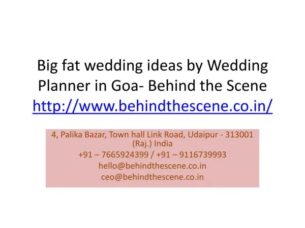 Big fat wedding ideas by Wedding Planner in Goa- behind the Scene