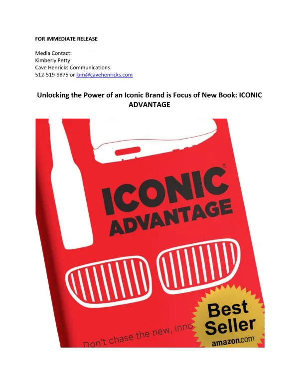Unlocking the Power of an Iconic Brand is Focus of New Book: ICONIC ADVANTAGE