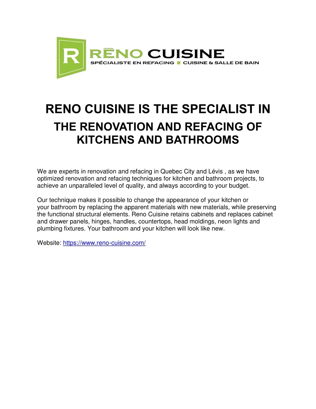 reno cuisine is the specialist in the renovation