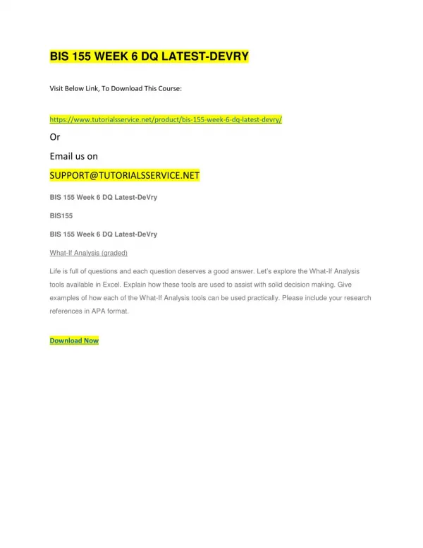 bis 155 week 6 dq latest devry