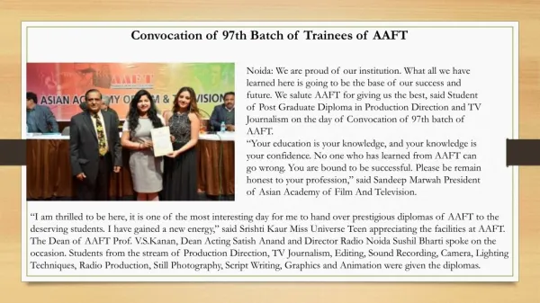 Convocation of 97th Batch of Trainees of AAFT