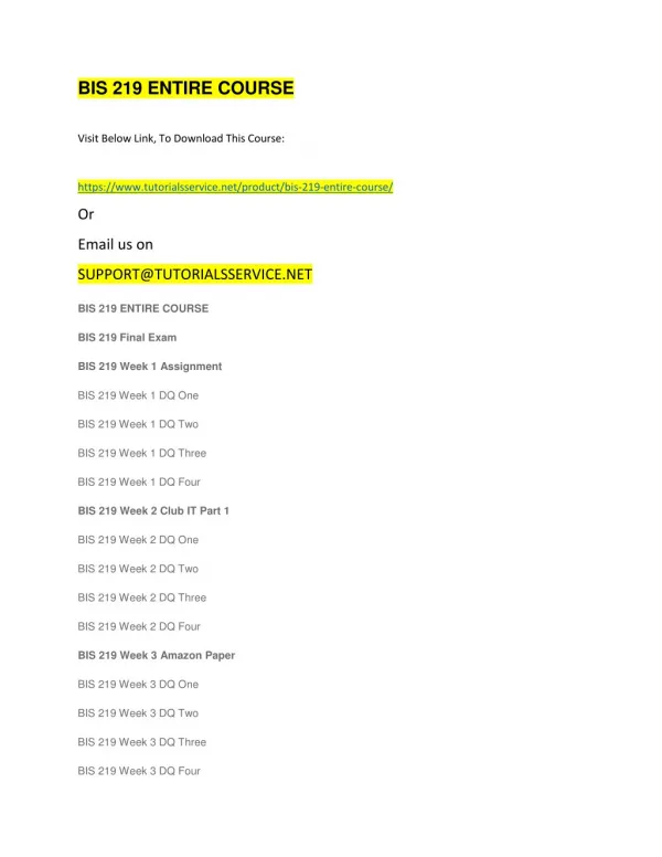 bis 219 entire course