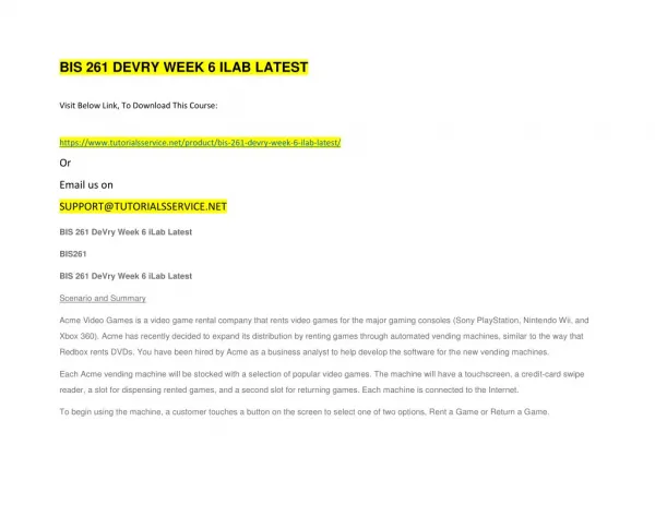 bis 261 devry week 6 ilab latest