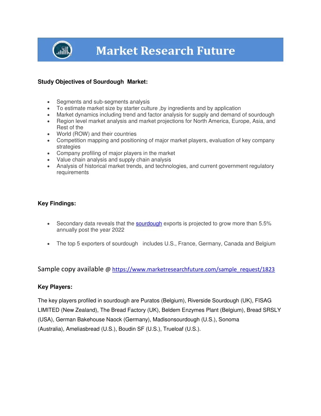study objectives of sourdough market