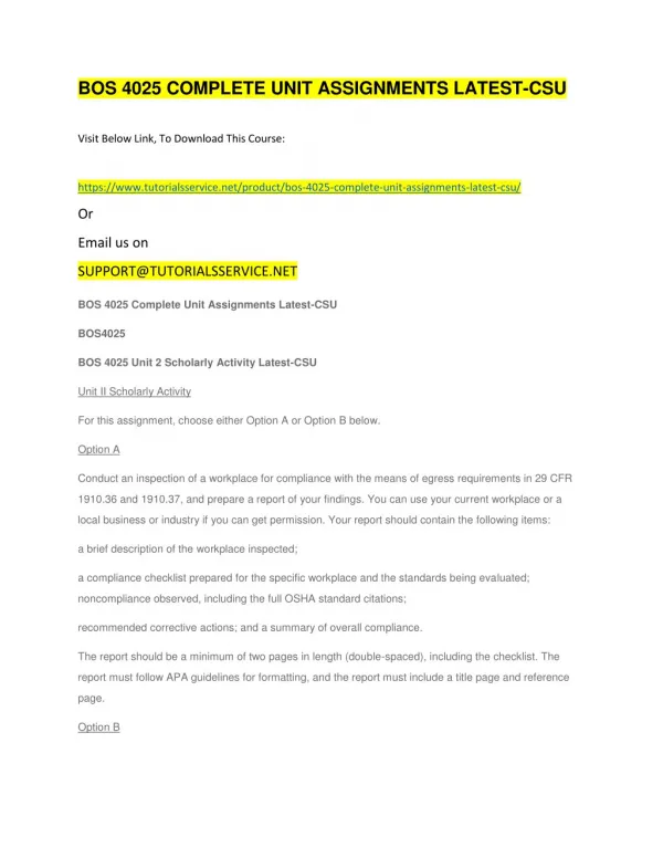 bos 4025 complete unit assignments latest csu