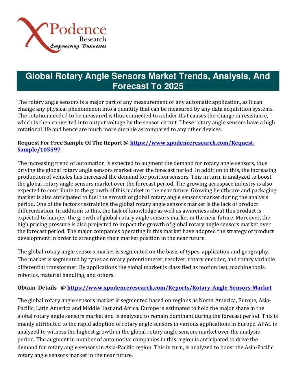 global rotary angle sensors market trends