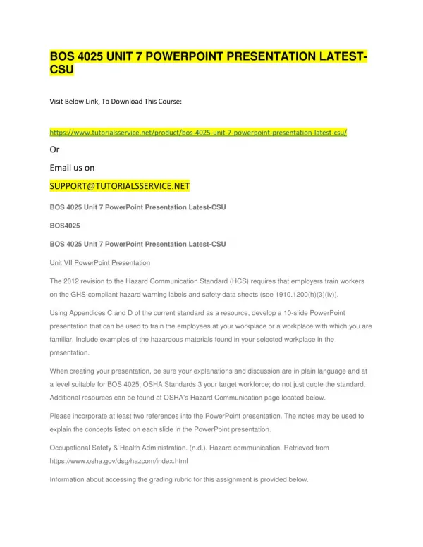 bos 4025 unit 7 powerpoint presentation latest csu