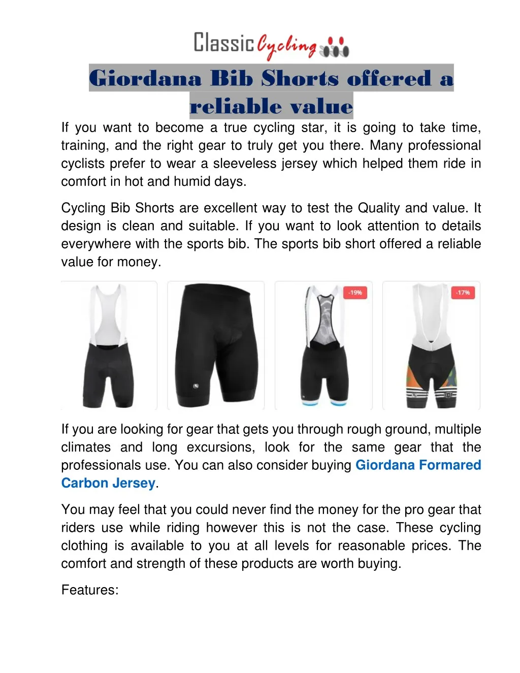 giordana bib shorts offered a reliable value