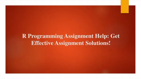 R Programming Assignment Help: Get Effective Assignment Solutions!