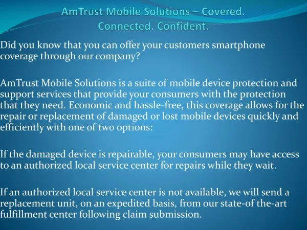 AmTrust Mobile Solutions – Covered. Connected. Confident.