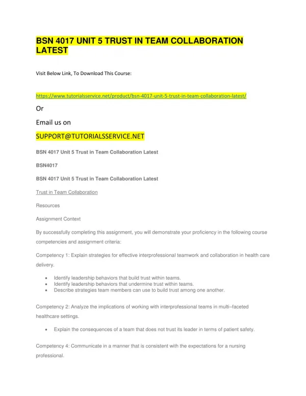 bsn 4017 unit 5 trust in team collaboration latest