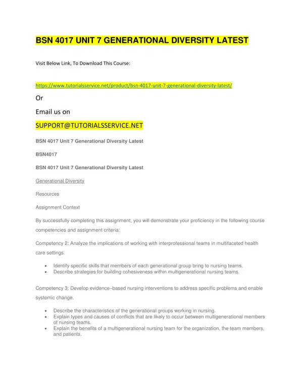 bsn 4017 unit 7 generational diversity latest