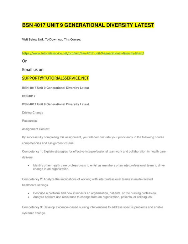 bsn 4017 unit 9 generational diversity latest