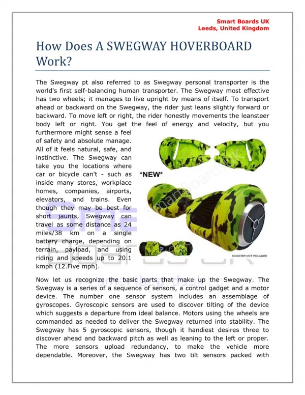How Does A SWEGWAY HOVERBOARD Work