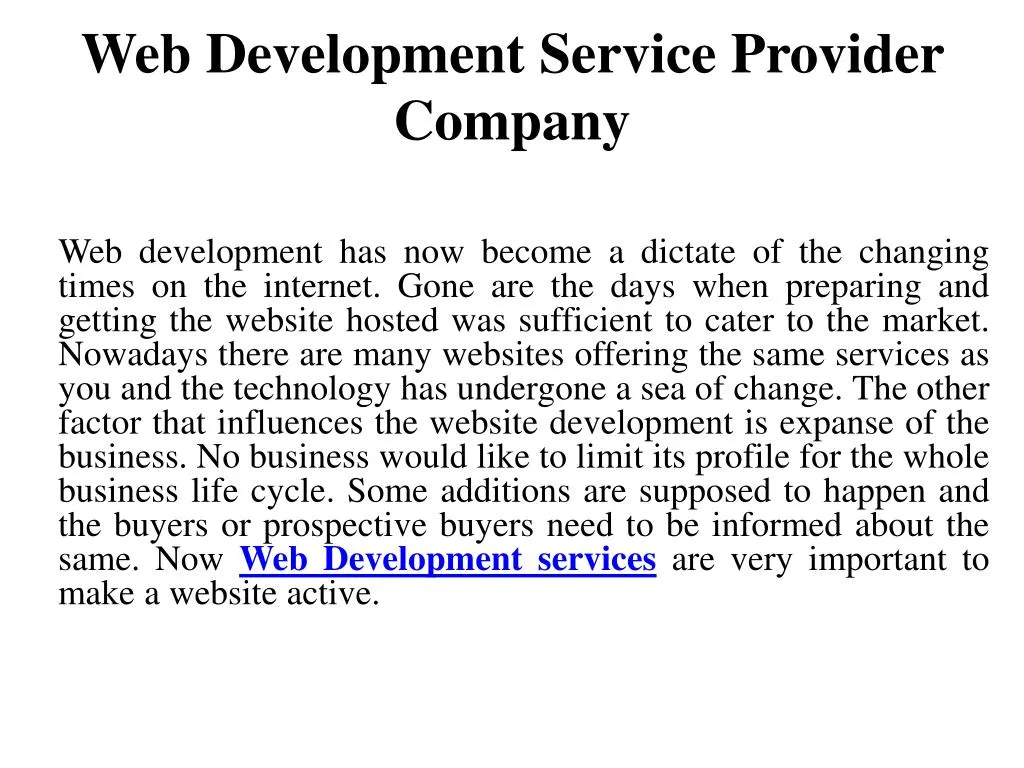 web development service provider company