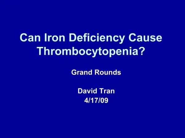 Can Iron Deficiency Cause Thrombocytopenia