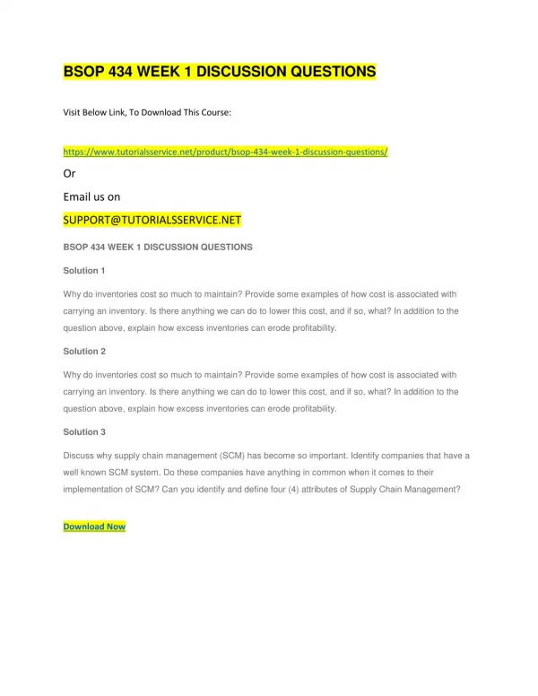 bsop 434 week 1 discussion questions