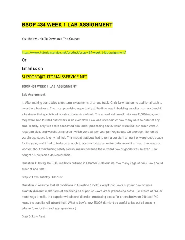bsop 434 week 1 lab assignment