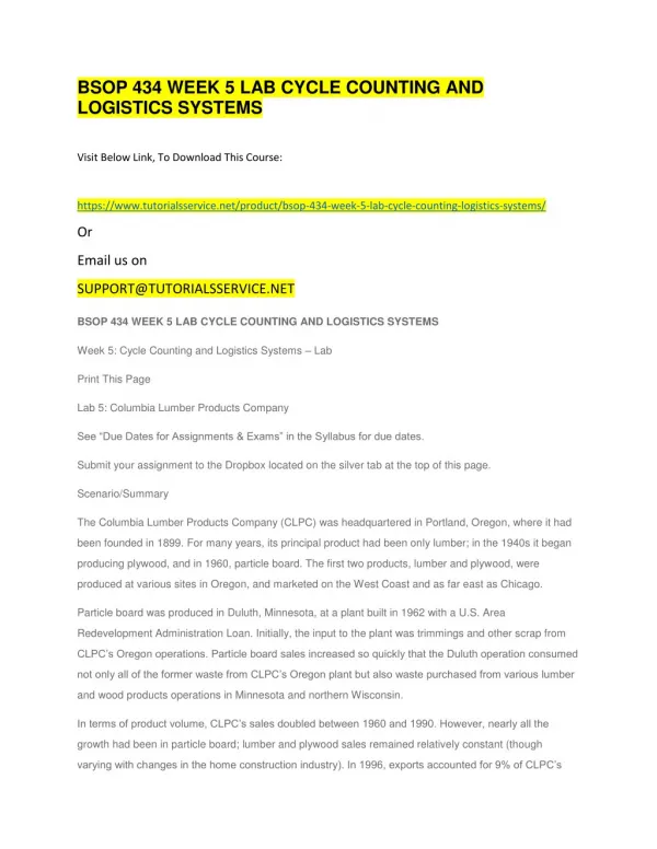 bsop 434 week 5 lab cycle counting and logistics