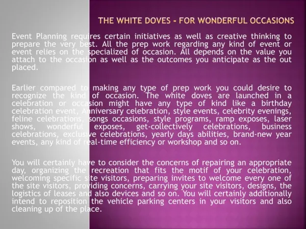 The White Doves - For Wonderful Occasions