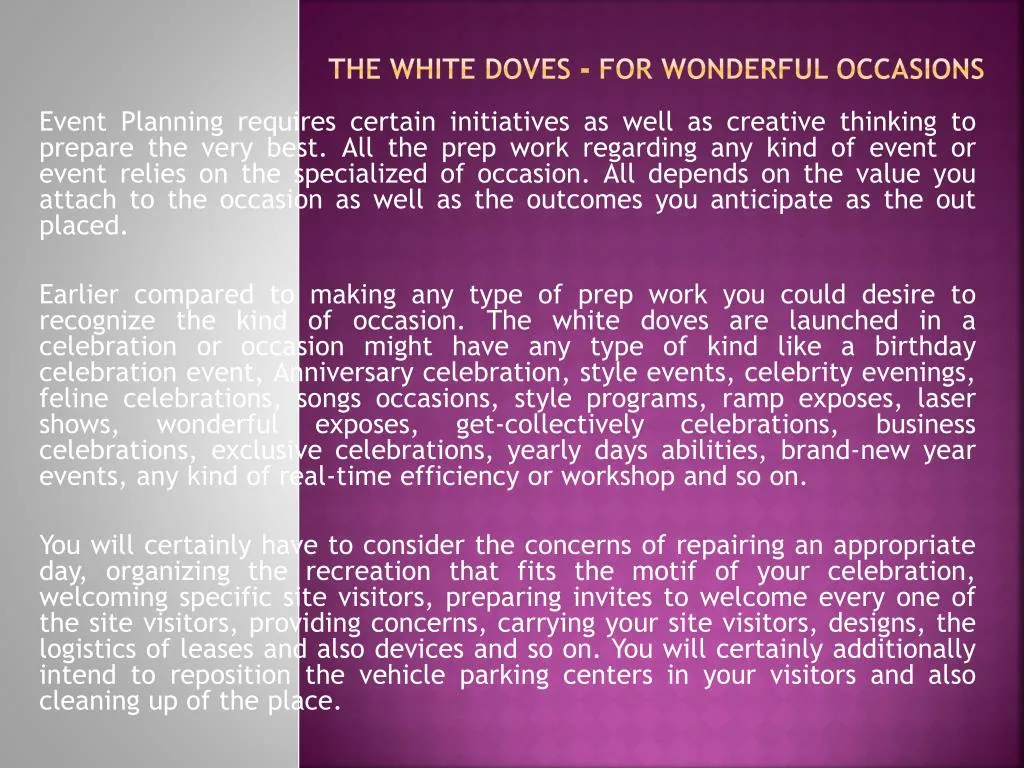 the white doves for wonderful occasions