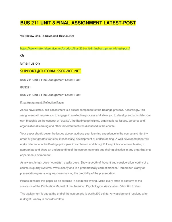 bus 211 unit 8 final assignment latest post