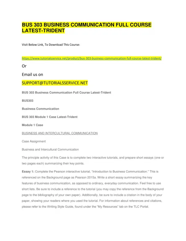 bus 303 business communication full course latest