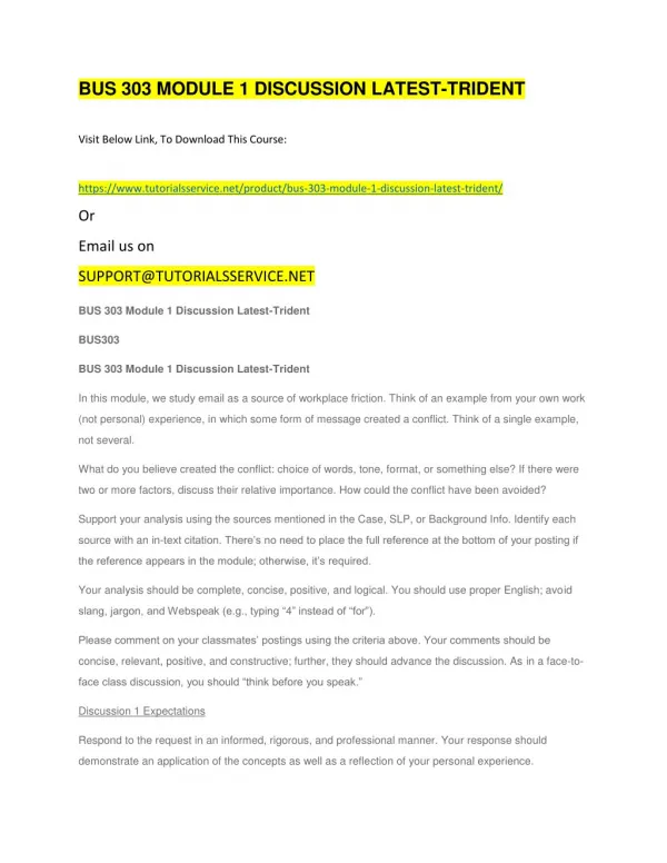 bus 303 module 1 discussion latest trident
