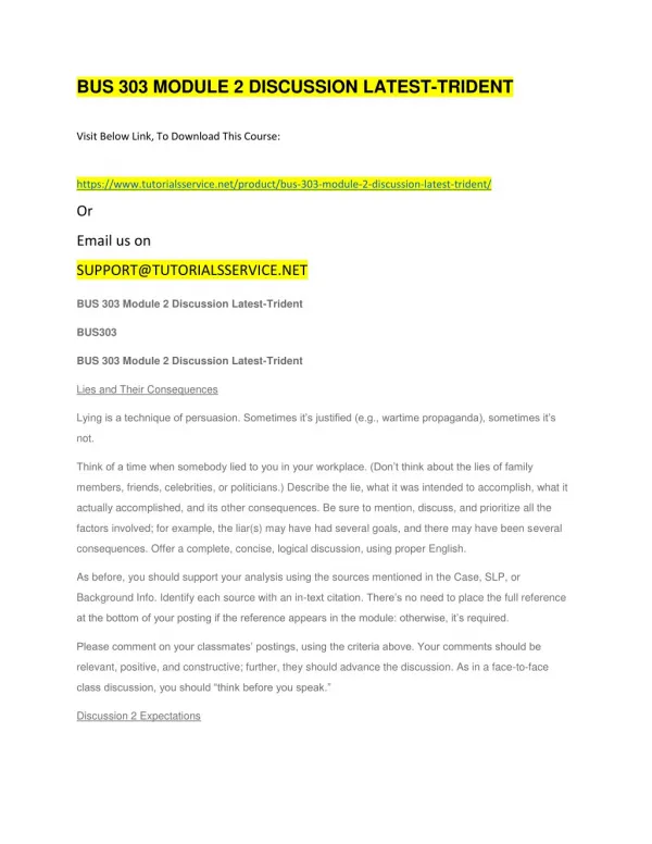 bus 303 module 2 discussion latest trident