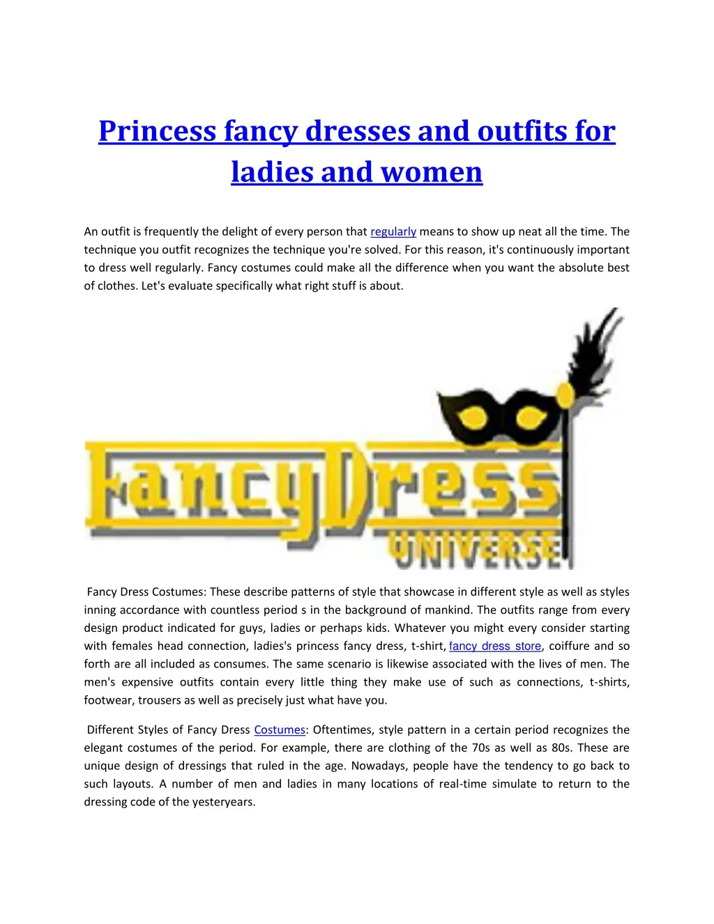 princess fancy dresses and outfits for ladies