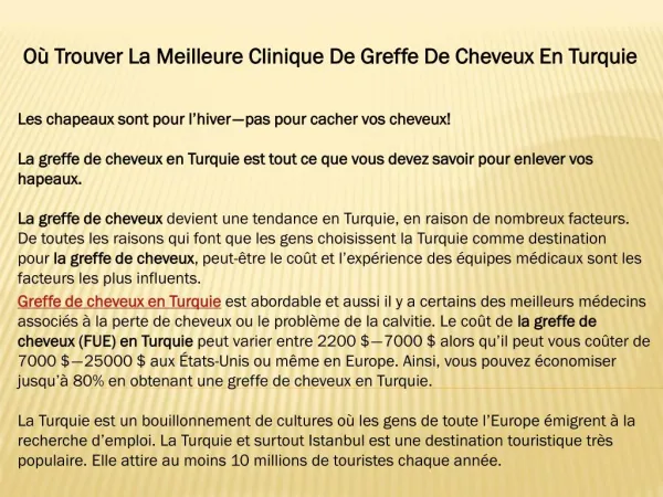 Meilleur Clinique Greffe De Cheveux Turquie, Clinique Greffe De Cheveux Turquie