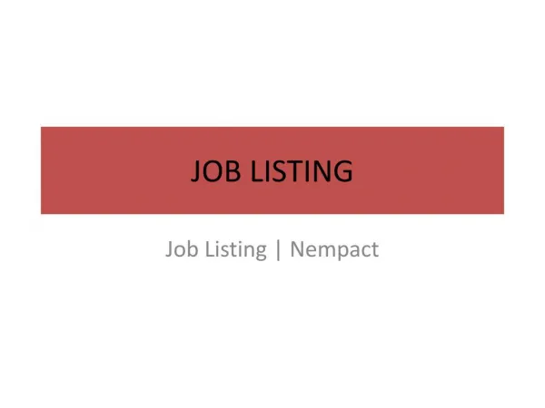 Job Listing | Nempact