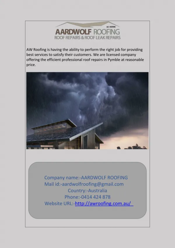 Find the Right Roof Repairs Services in Lindfield