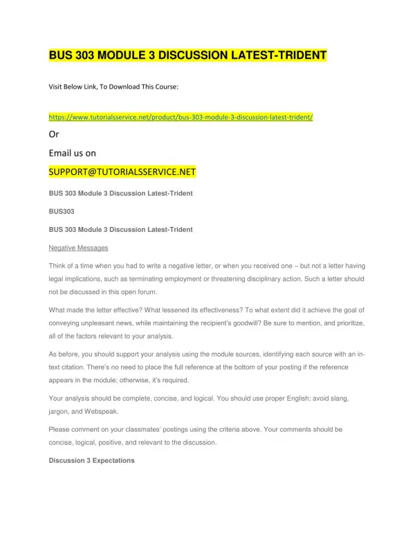 bus 303 module 3 discussion latest trident