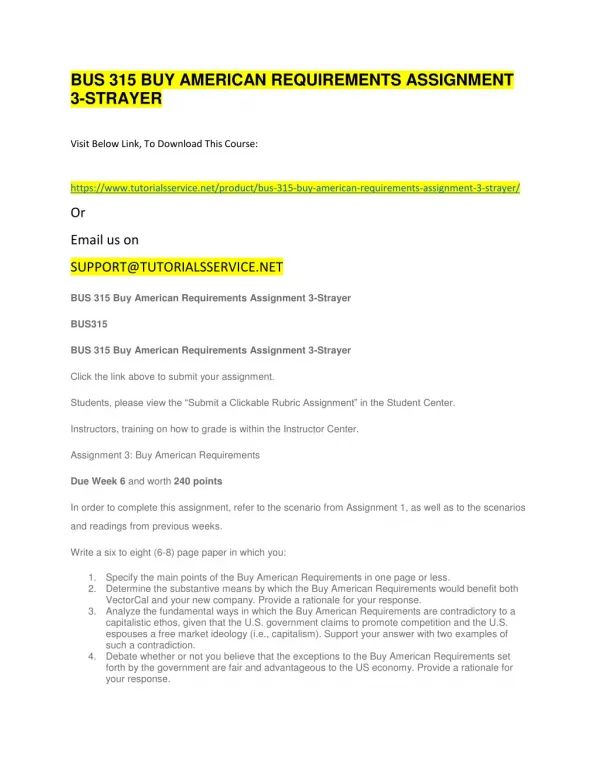 bus 315 buy american requirements assignment