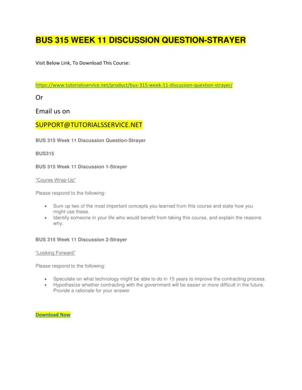 bus 315 week 11 discussion question strayer