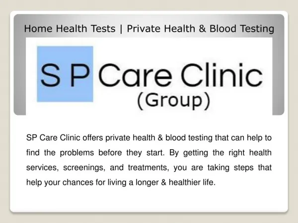 Home Health Tests | Private Health & Blood Testing – SP Care
