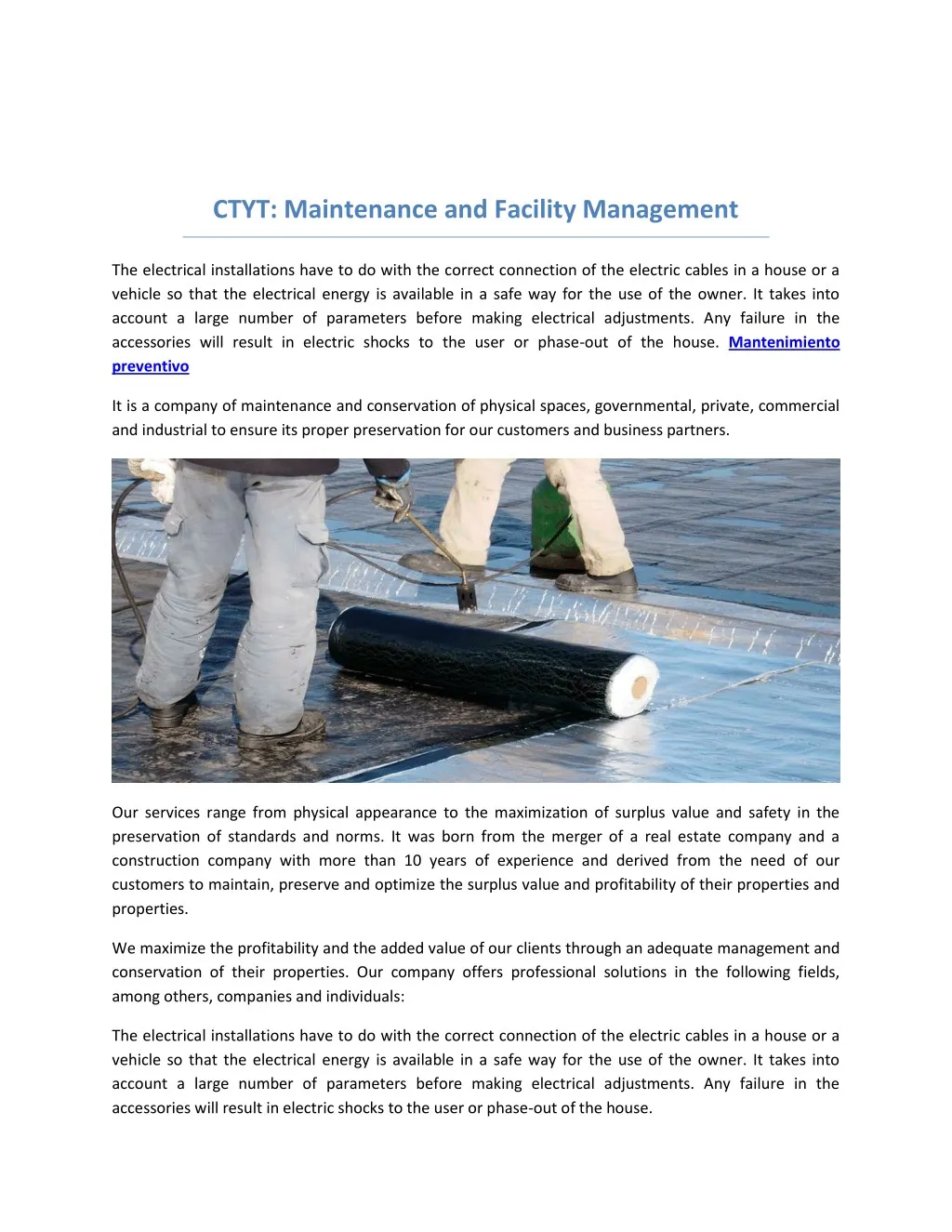 ctyt maintenance and facility management