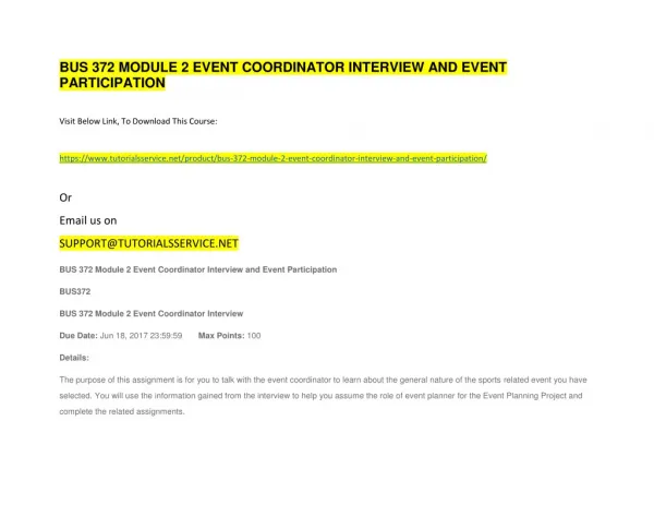 bus 372 module 2 event coordinator interview