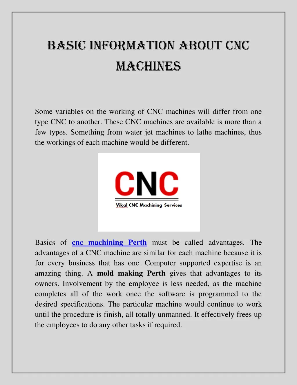 basic information about cnc machines