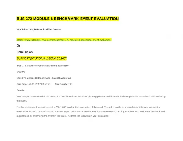 bus 372 module 8 benchmark event evaluation