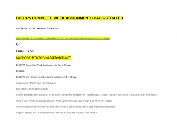 bus 375 complete week assignments pack strayer