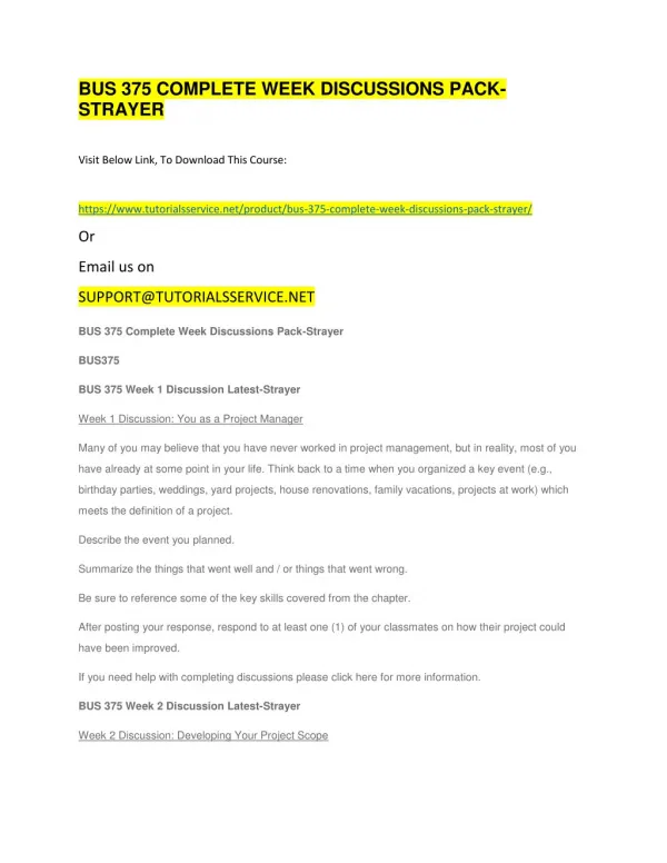 bus 375 complete week discussions pack strayer