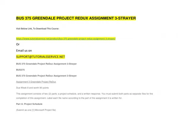 bus 375 greendale project redux assignment