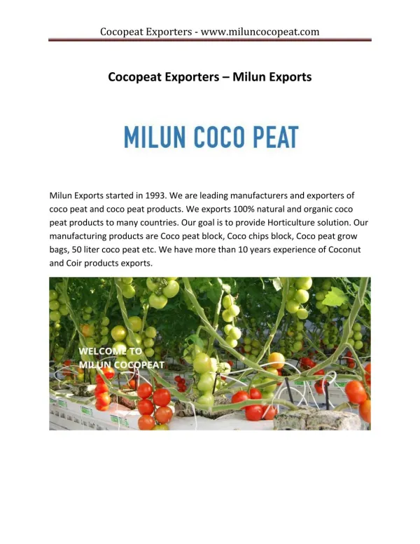 Cocopeat Exporters