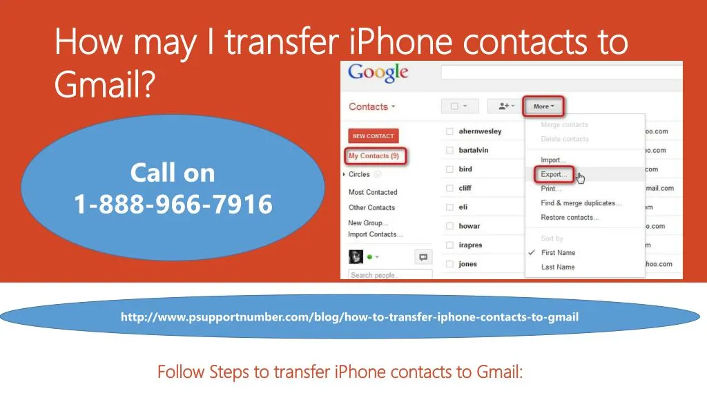 how may i transfer iphone contacts to gmail